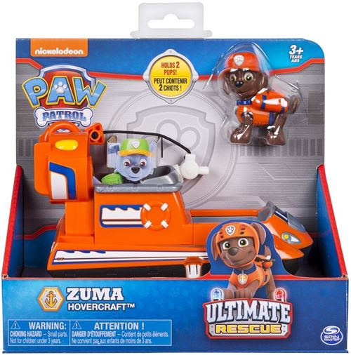 Pat patrouille ultimate : zuma et son hovercraft places orange- figurine et vehicule - paw patrol