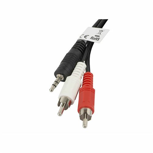 Lanberg env.-mjrc 10cc 0025 -bk 2 x rca vers jack mâle câble audio stéréo, 2 m noir ca-mjrc-10cc-0025-bk