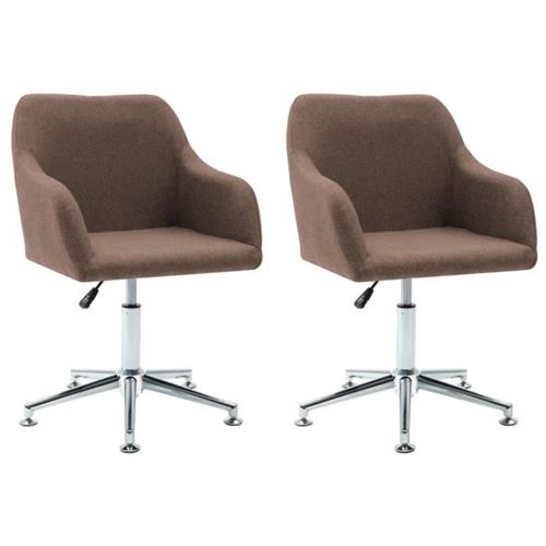vidaXL 2 pcs Chaises pivotantes de salle à manger Marron Tissu