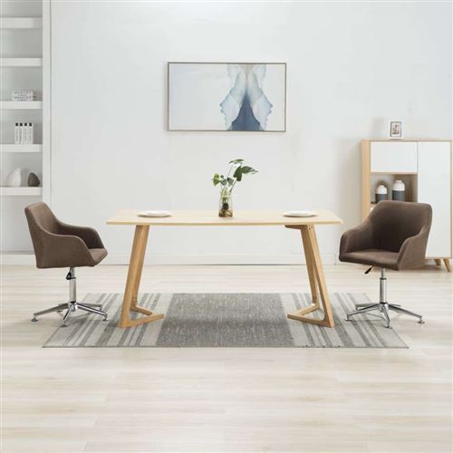 Vidaxl - 2 pcs Chaises pivotantes de salle &agrave; manger Marron Tissu Brown