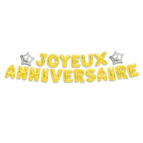Guirlande ballons lettres Joyeux Anniversaire dor&eacute;e 6m