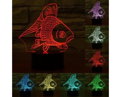 Lampe 3D Poisson Ampoules LED 7 Couleurs USB - YONIS
