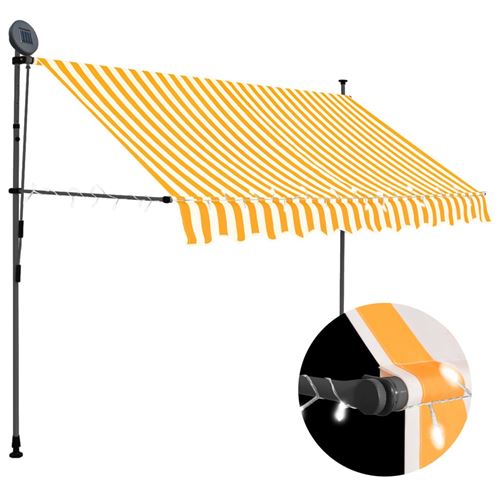 Auvent manuel rétractable avec LED 250 cm - Blanc et orange