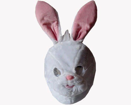 Masque de lapin en peluche blanc et rose de Dress Up America