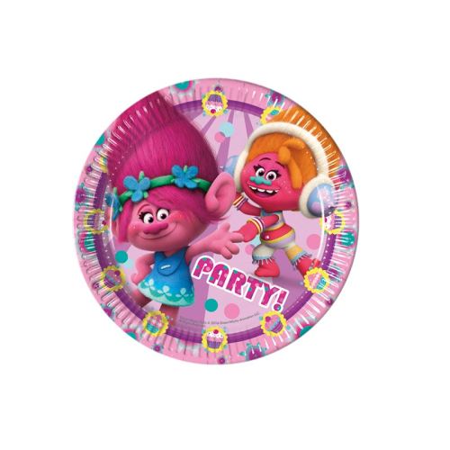 8 assiettes en carton trolls  23 cm