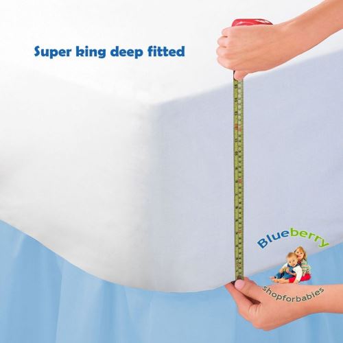 Blueberryshop Luxueux tissu éponge coton très profond Drap de lit super king size, 40 cm, Blanc