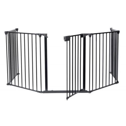 Todeco - Barrière de Sécurité, Barrière Ajustable pour Cheminée, 300 x 75 cm déplié, Dimensions du produit replié: 80 x 68 x 14 cm