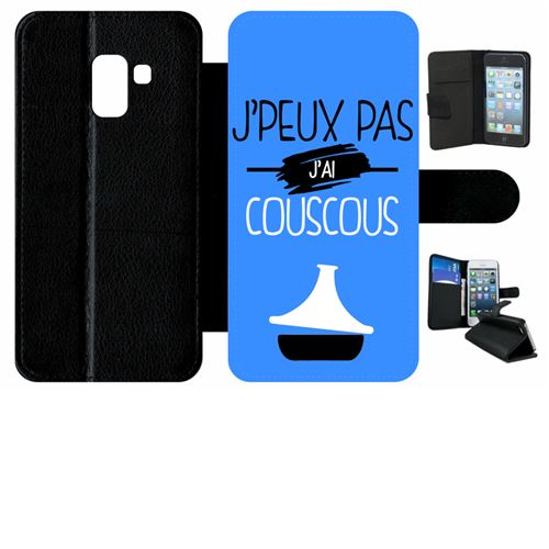 Etui My-Kase pour Galaxy A8 (2018) - j peux pas j ai couscous 3 - Simili-cuir Noir