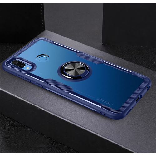 Coque en TPU anneau de doigt verre combo bleu/argent pour votre Huawei Honor Play