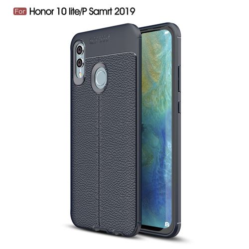 Coque en TPU litchi mou bleu foncé pour votre Huawei P Smart (2019)/Honor 10 Lite