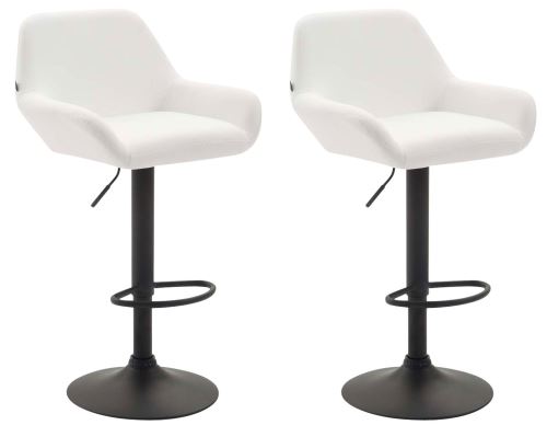 CLP Lot de 2 tabourets de bar Braga en Similicuir , Blanc /Noir