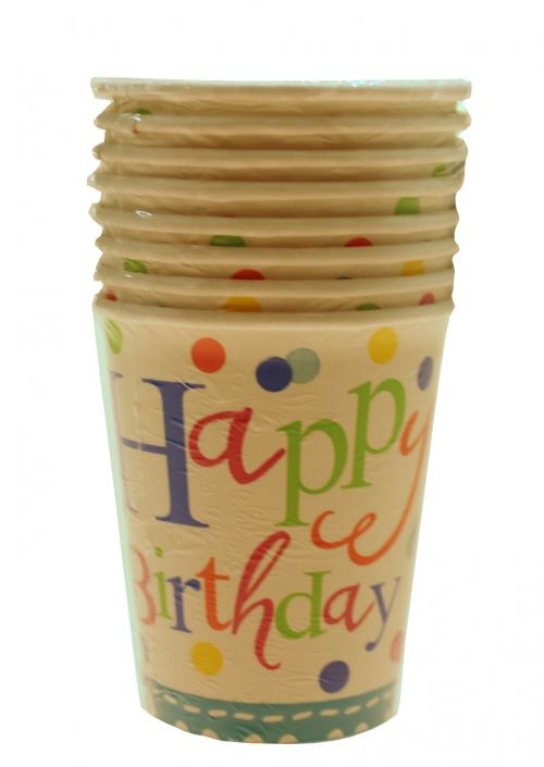 Haza Original tasses de fête joyeux anniversaire 266 ml 8 pièces