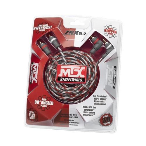 Mtx streetwires znx5.2 câble rca 5 m symétrique 100% cuivre zeronoise znx52