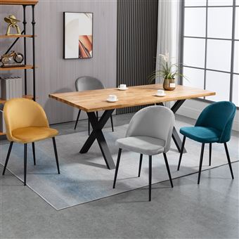 Chaises de visiteur design scandinave - lot de 4 chaises - velours gris  bleu canard moutarde - Achat & prix