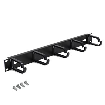 Guide câbles 5anneaux 1U pour baie de brassage WAYTEX 37346 Noir - 1