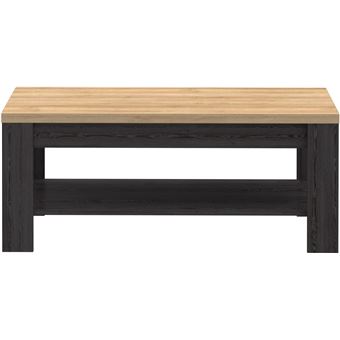 Table basse BOHOL 100x60 cm noir chêne aspect bois 2 plateaux - 1