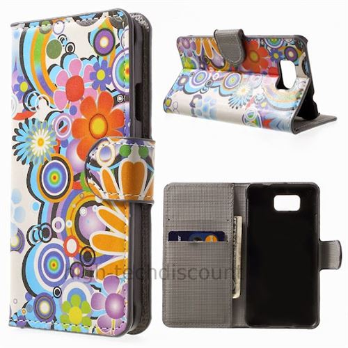 Housse etui coque portefeuille PU cuir pour Samsung Galaxy Alpha G850F + film ecran - FLEURS C - htdmobiles