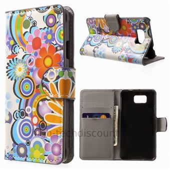 Housse etui coque portefeuille PU cuir pour Samsung Galaxy Alpha G850F + film ecran - FLEURS C - htdmobiles - 1