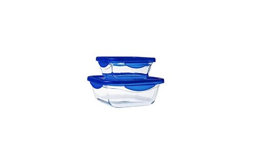 Non Communiqué Lot De 2 Plats Carrés En Verre Avec Couvercle Étanche - Cook & Go