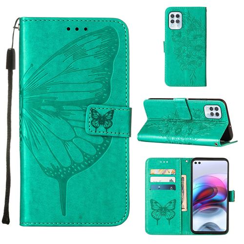 MPFRANCE Housse pour Motorola Moto G100/Edge S Vert [Papillon V3]