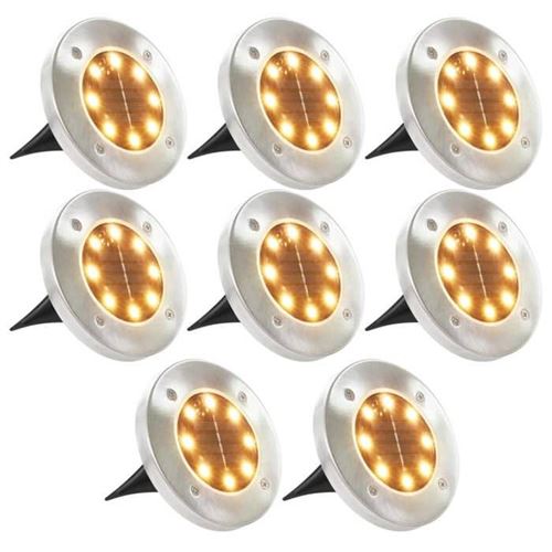 vidaXL 8x Lampe Solaire de Sol Lumière LED Blanc Chaud Éclairage de Jardin 44417
