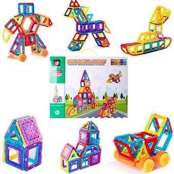 Blocs de construction magnétiques 158 pièces Jeux de construction aimanté  Jouets éducatifs pour enfants, en ABS, 3+ans - Costway