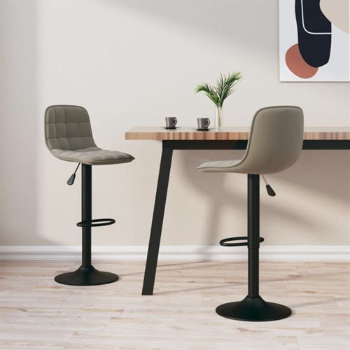 vidaXL - Lot de 2 Tabourets de Bar - Velours - Gris Clair - Image 3