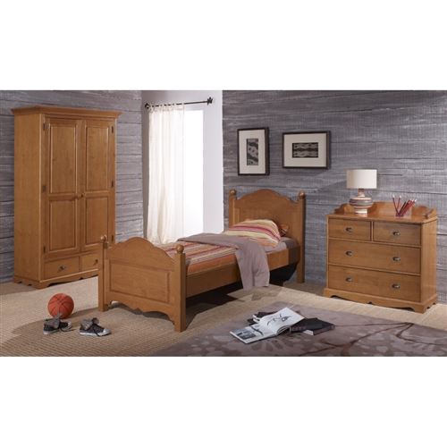 Chambre enfant pin miel lit 90 + armoire + commode 3809024
