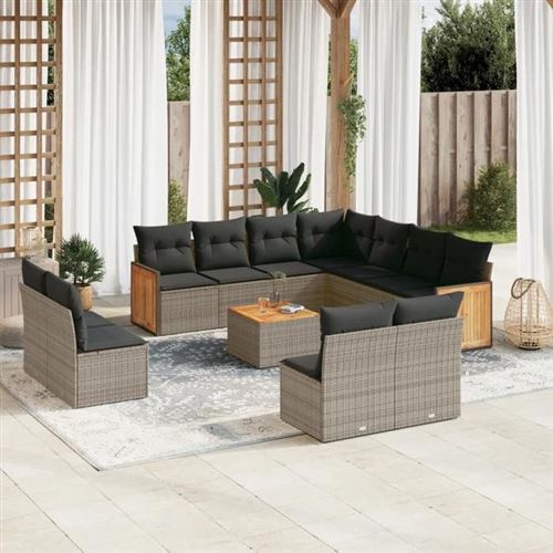 Non Communiqué Gris Salon De Jardin Modulable Vidaxl 12 Pieces Resine Tressee 62 X 62 X 69 Cm 11 Personnes
