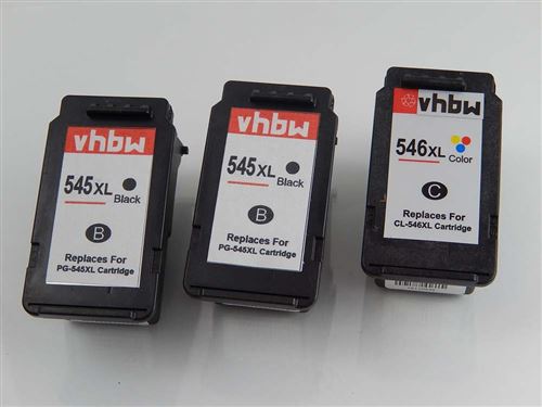 vhbw 3x cartouches rechargée pour Canon Pixma MG2940, MG3050, MG3051, MG3052, MG2555, MG2900, MG2950 imprimante - Set noir, CMY