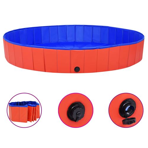Meilleurs prix pour vidaXL Piscine pliable pour chiens Rouge 200x30 cm PVC