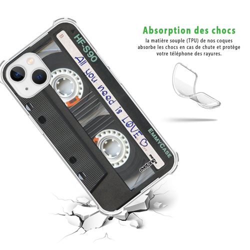 Evetane Coque iPhone 13 Mini Antichoc Silicone bords renforcés + 2
