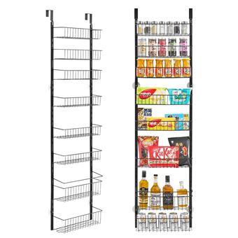 VEVOR Étagère à Épices Murale à 8 Niveaux Pour Maison Cuisine Buanderie Salle de Bain Noir - 1