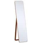 HOMCOM Miroir sur pied rectangulaire avec roulettes angle réglable 2  étagères dim. 42L x 37l x 155H cm verre bois rustique noir pas cher 