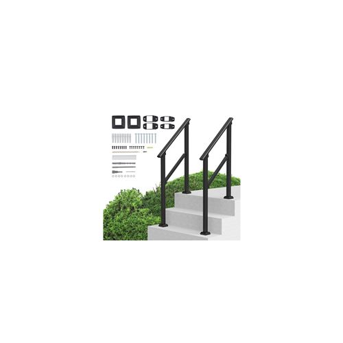 Non Communiqué Vevor Rampe Escalier Main Courante Pour 2-3 Marches Extérieures Tube Carré 2Pcs
