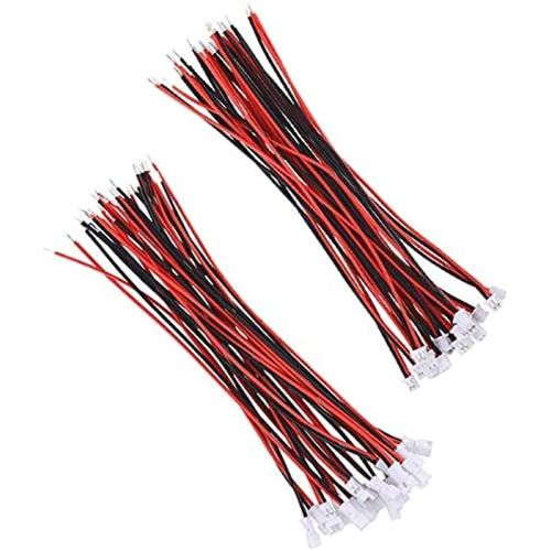 40 Pieces - 20 Paires 1.25 mm Connecteur Jst 2 Broches Mâle Et Femelle Connecteur Plug avec Câble Fil 10 cm