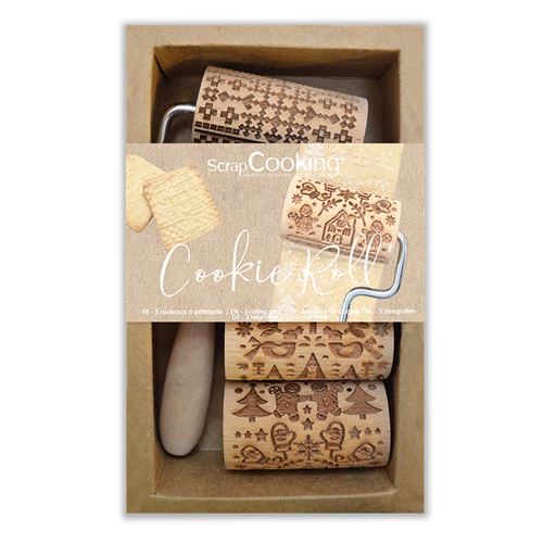 3 mini rouleaux à pâtisserie à empreintes Noël - ScrapCooking