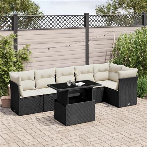 Non Communiqué Noir Salon De Jardin Modulable Vidaxl Resine Tressee 6 Personnes 62.0 X 62 X 69 Cm 7 Pieces