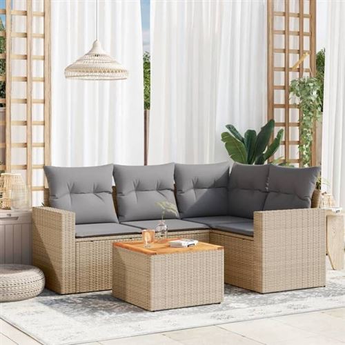 Non Communiqué Beige Salon De Jardin Modulable Vidaxl Resine Tressee 4 Personnes 5 Pieces 62 X 65.5 X 69 Cm