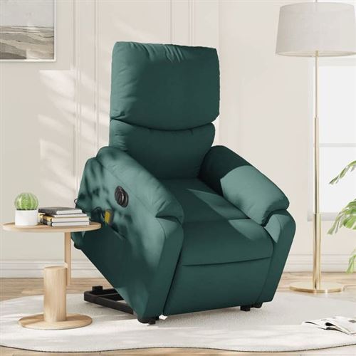Non Communiqué Vert Vidaxl Fauteuil De Relaxation, Massage, Inclinable Électrique Réglable Tissu Foncé