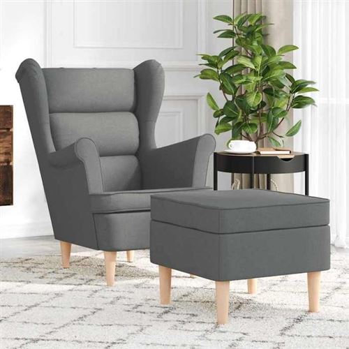 Non Communiqué Gris Vidaxl Fauteuil Met Voetenbankje Tissu Foncé