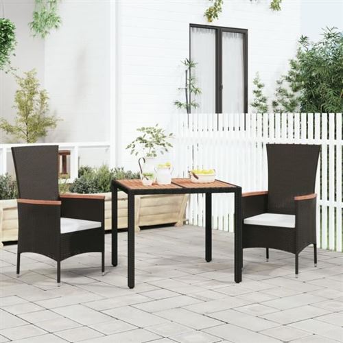 Vidaxl Noir Table De Jardin Plateau En Bois - Image 3