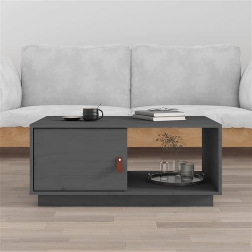 Non Communiqué Gris Vidaxl Table Basse 80X50x35,5 Cm Bois Massif De Pin818262