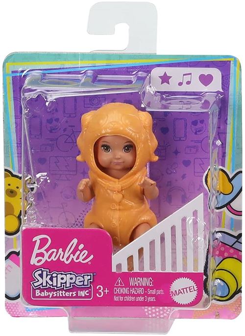 Barbie Skipper Babysitters Inc - GPR03 - Mini Poupée - Bébé habillé dans Une Tenue de Chiot Beige