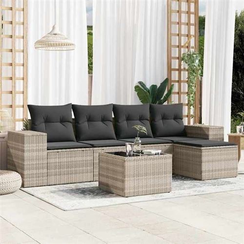 Non Communiqué Gris Vidaxl Salon De Jardin Avec Coussins 6 Pcs, Canapés Avec Dossier, Ensemble De Meubles, Mobilier De Terrasse Patio, 3222501