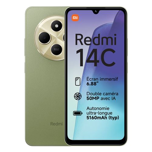 Xiaomi Redmi 14C 8Go 256Go Vert Pas de NFC