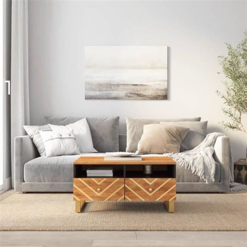 VIDAXL - Table basse - Bois de manguier massif - Marron et noir - 80x54x40 cm - Image 2