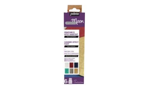 Pebeo Fantasy Moon Initiation Set - Peinture - peinture à base de solvant - or, bleu métallique, carmin, émeraude, voile de fumée, pearl - 20 ml (pack de 6)