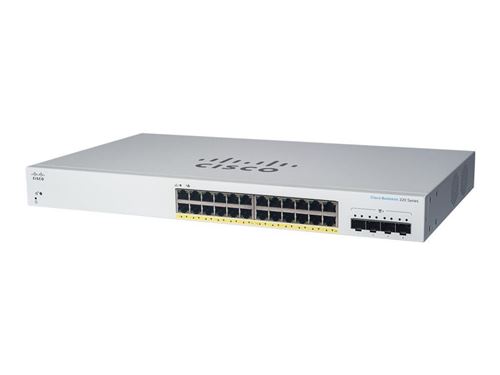 Cisco Business 220 Series CBS220-24P-4G - Commutateur - intelligent - 24 x 10/100/1000 (PoE+) + 4 x Gigabit SFP (liaison montante) - Montable sur rack