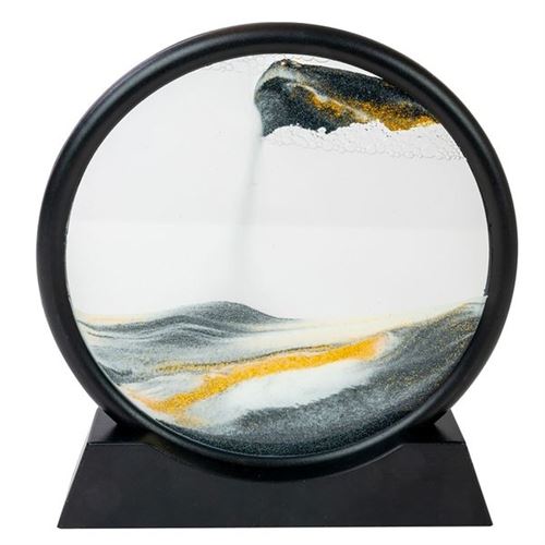 Sablier 3D Décoratif – Peinture De Sable Mouvant En Mouvement, Cadre Acrylique, Or, 7 Pouces, Avec Régulateur D’air – Apaisant Et Relaxant